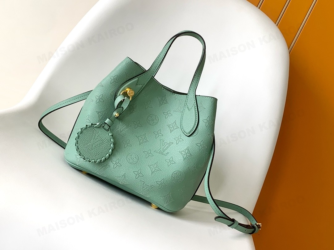 【10A】Louis Vuitton LV Mahina Blossom PM Turquoise Dense Perforated Monogram Leather Basket Handle Tote Bag - KAIROO