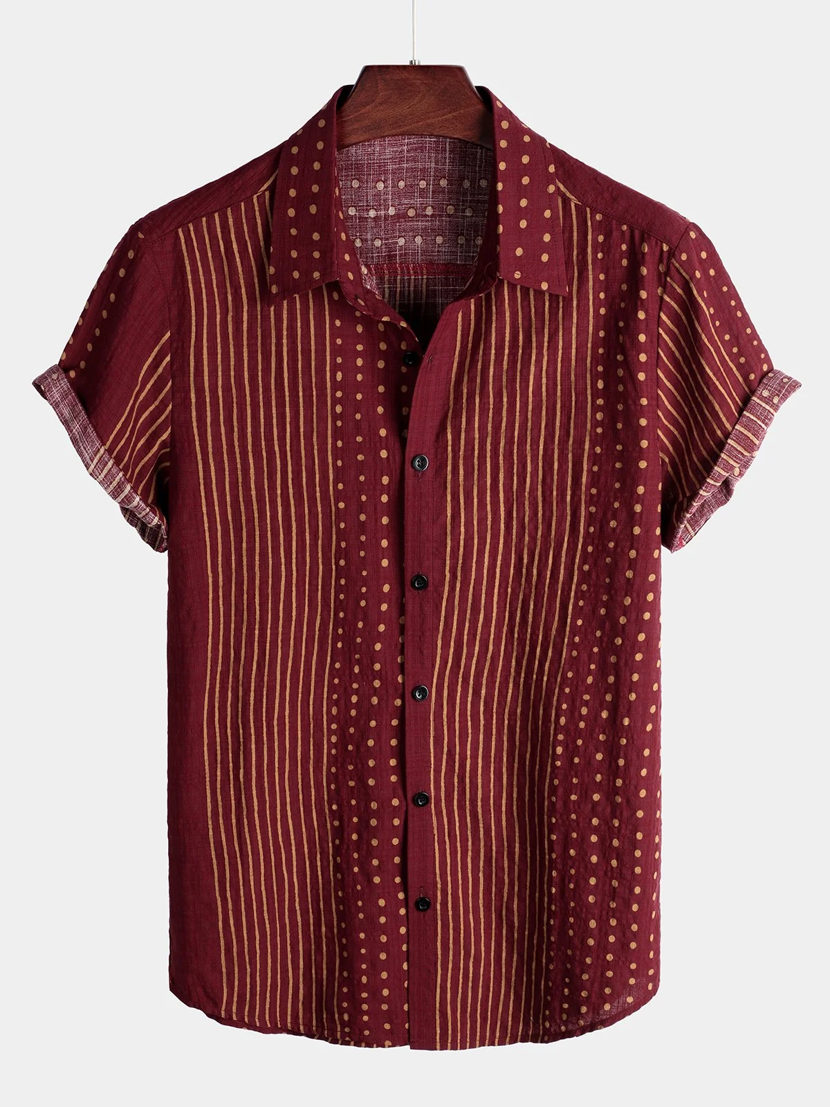Men's Breathable Cotton Striped Short Sleeve Shirt