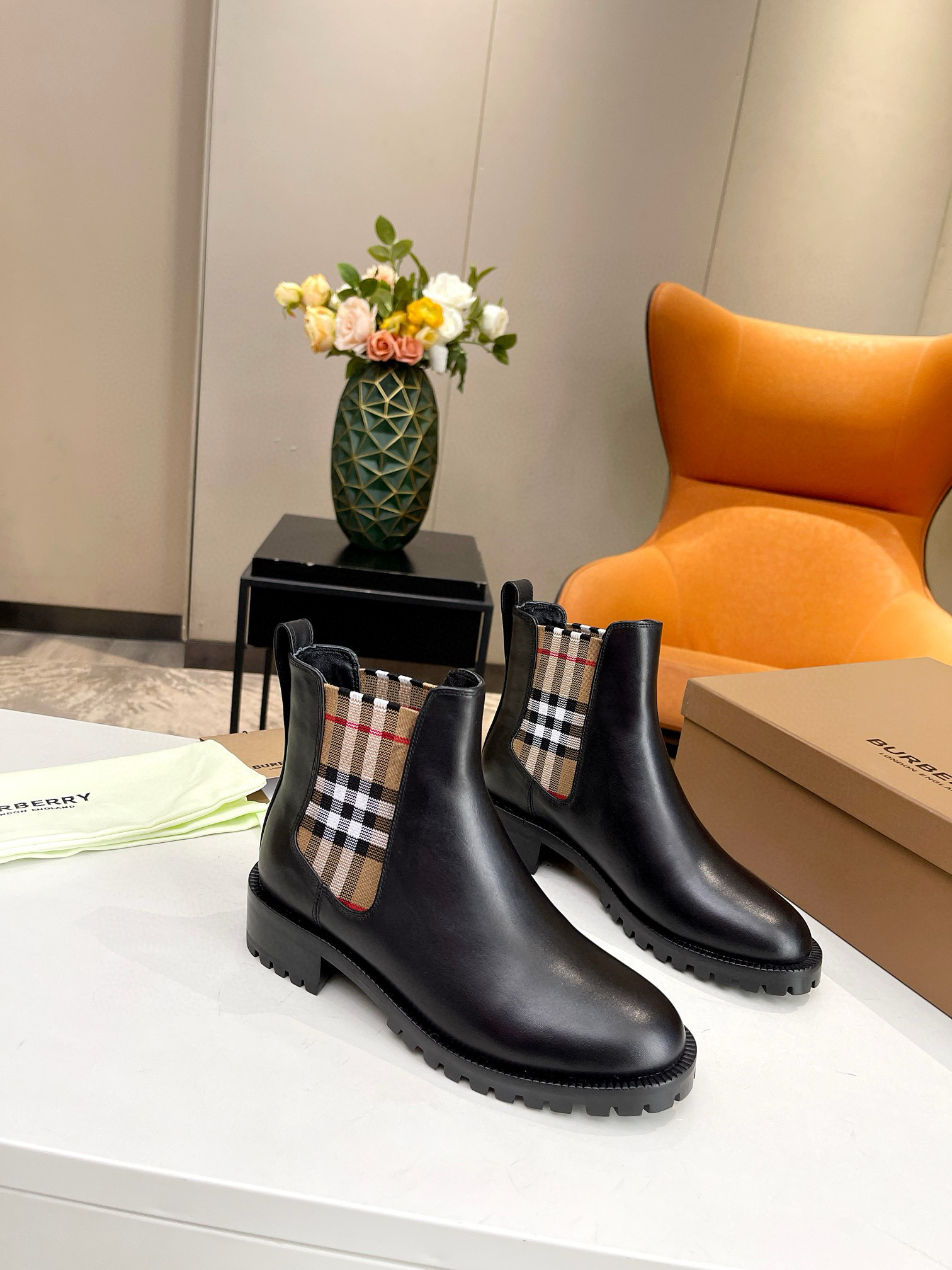 Burberry Check and leather Chelsea Boot