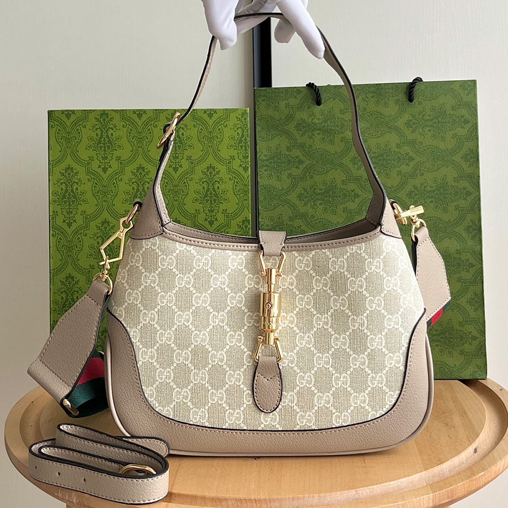 Gucci Jackie 1961 Canvas&Leather Shoulder Bags