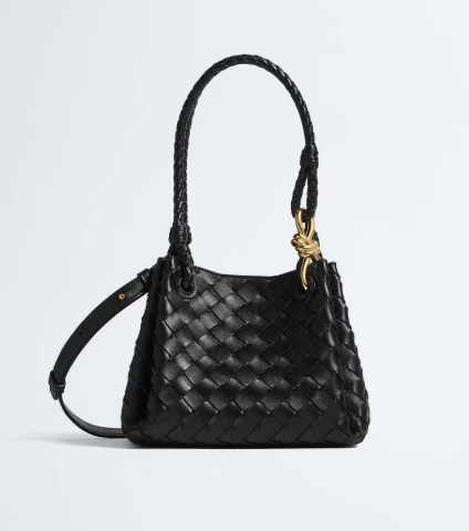 Bottega Veneta Small Parahute in Black Intrecciato leather