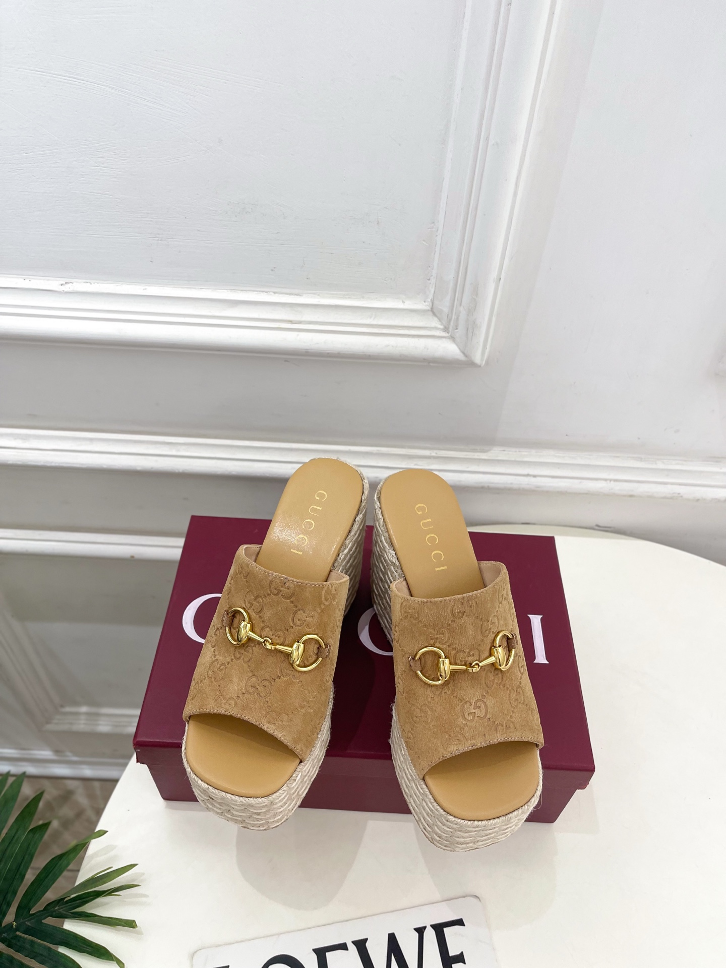 Women's Gucci platform espadrille with Horsebit-Beige