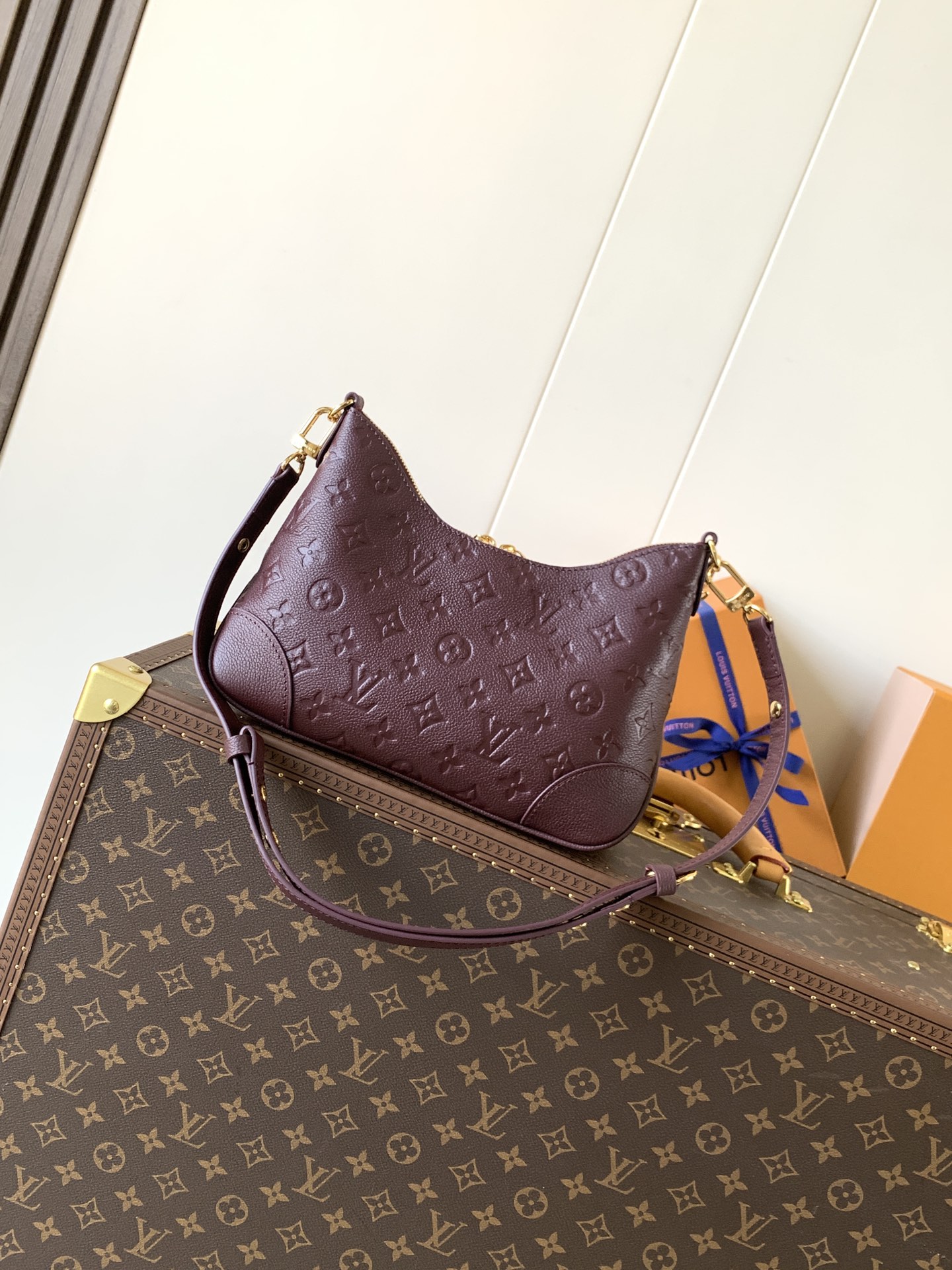 M25827 LV Boulogne PM Bag in Grenat Monogram Empreinte Leather