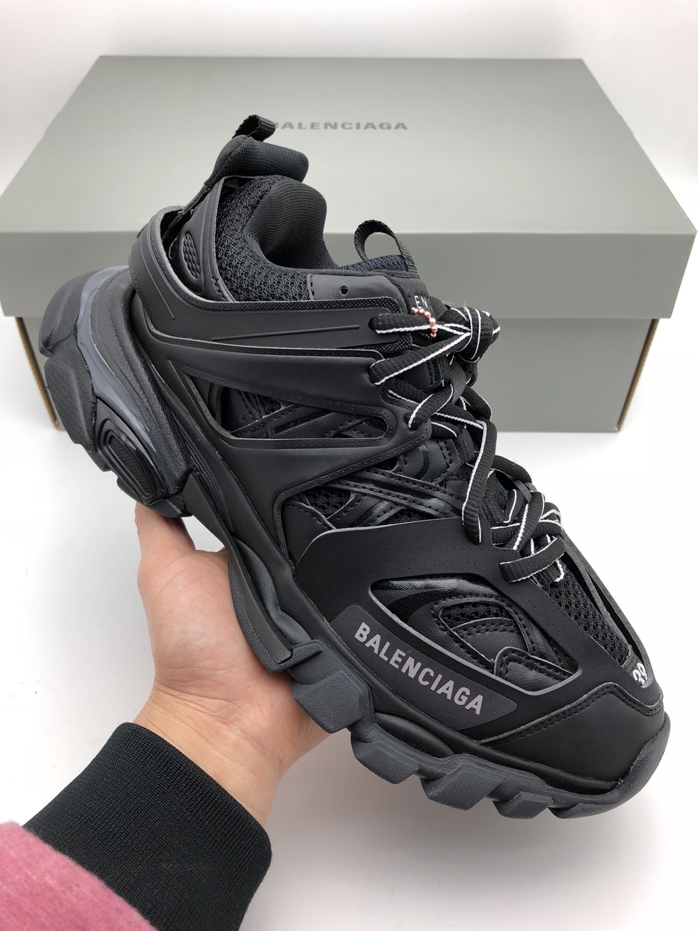 Balenciaga Track Black Nylon Mesh Multi-layered Silhouette Triple Chunky Sneaker - KAIROO