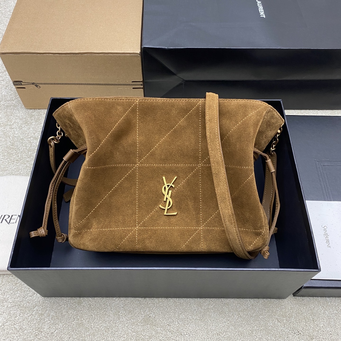 Saint Laurent Caramel Suede Medium Jamie Shoulder Bag 862712