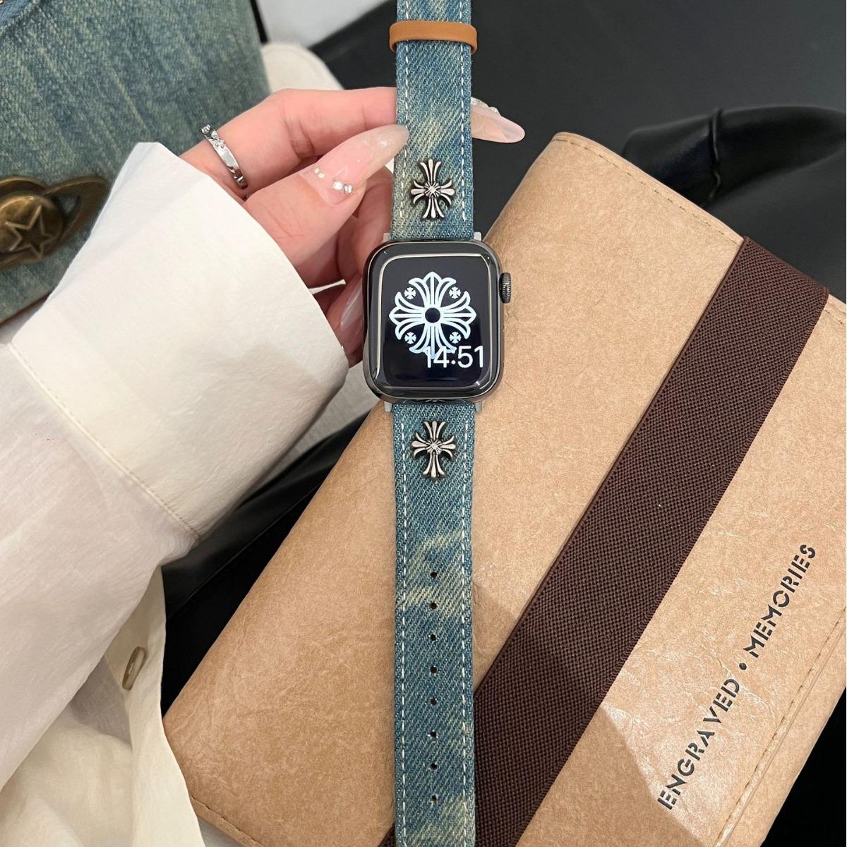 Chrome Hearts dye denim strap for applewatch Apple Watch