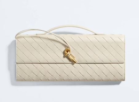 Botteg Andiamo Clutch Intrecciato leather in Sea Salt