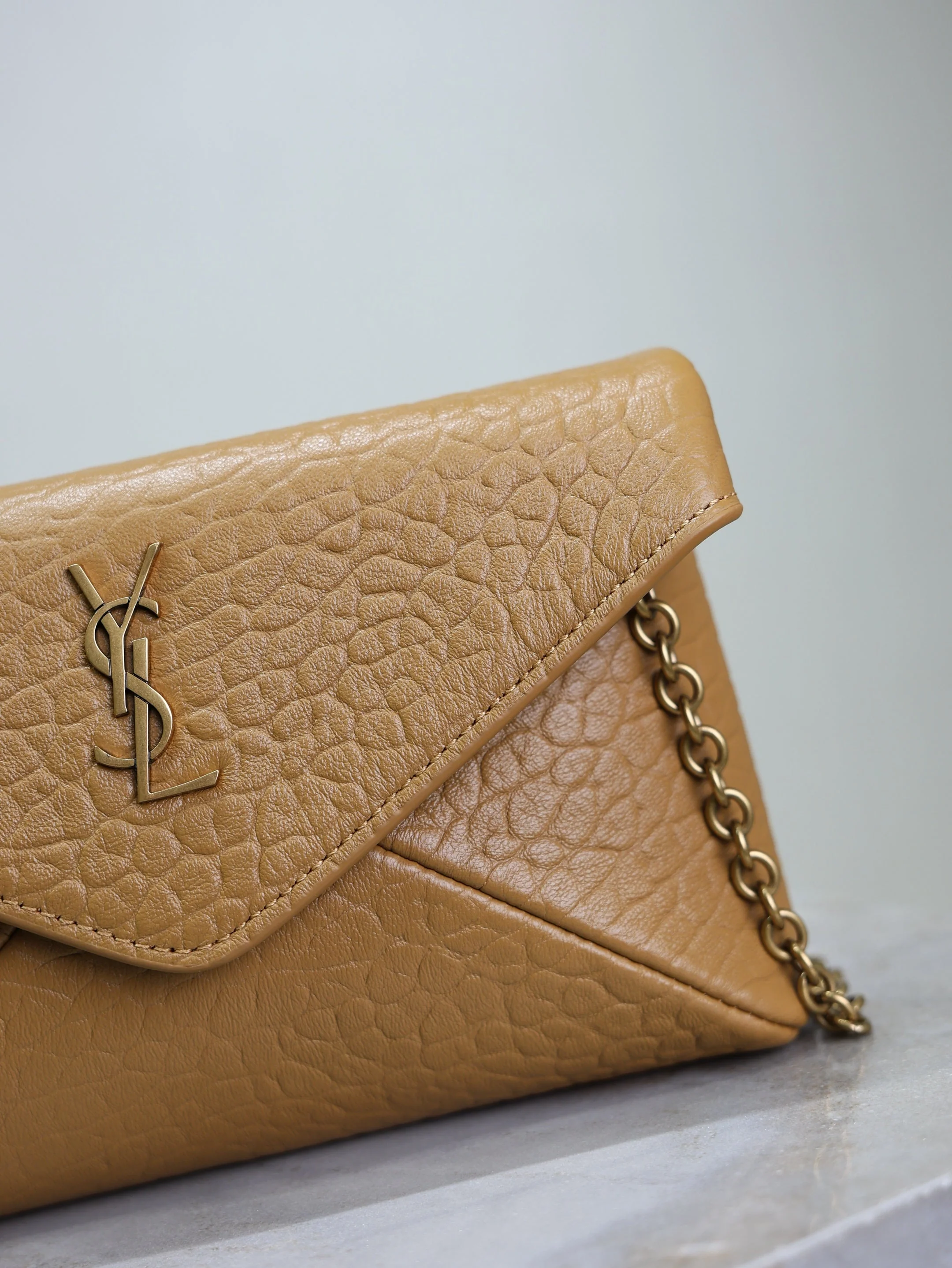 Saint Laurent YSL  Calypso Bag 19cm Light Brown Elephant Leather