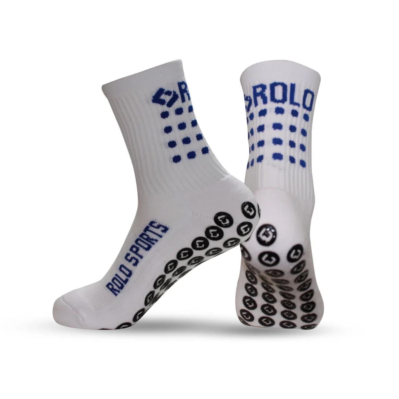 Gotojerseys White & Blue Grip Soccer Socks