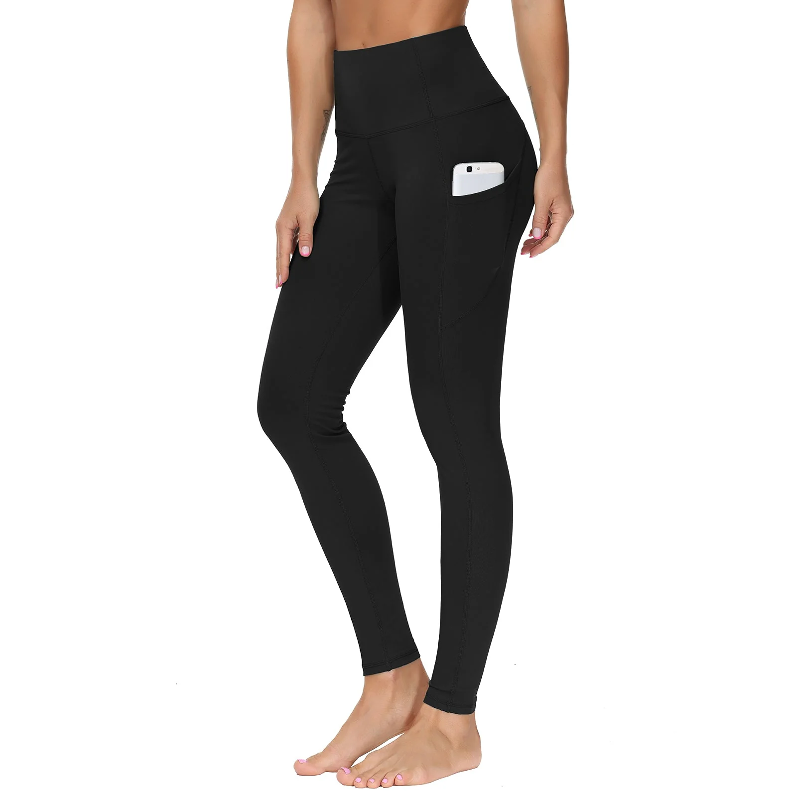 THE GYM PEOPLE Thick High Waist Yoga Pants with Pockets, Tummy Control Workout Running Yoga Leggings for Women