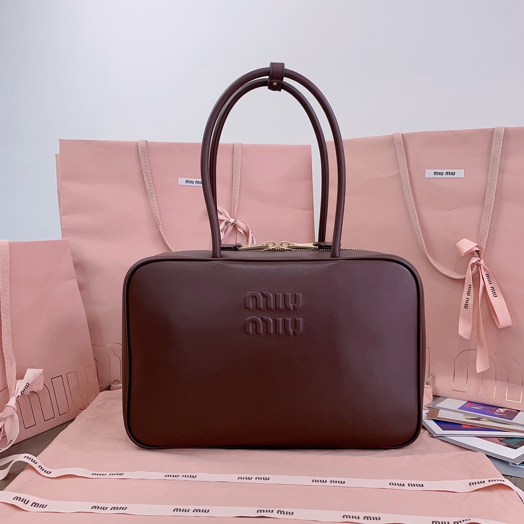 Miu Miu Large Briarwood Beau Boston Leather Bag 5BB117