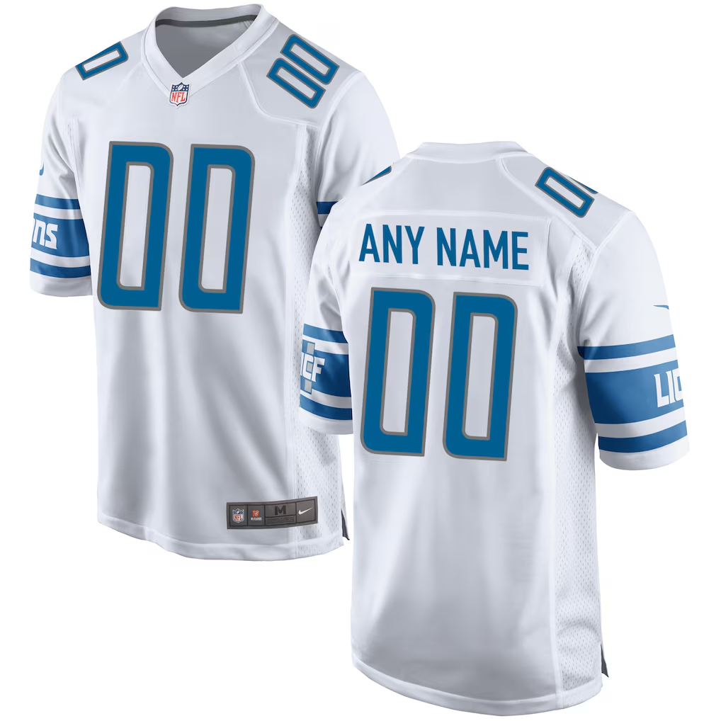 Customized Nike Blue White Gray Detroit Lions football Jersey Home and Away Custom Game Jersey