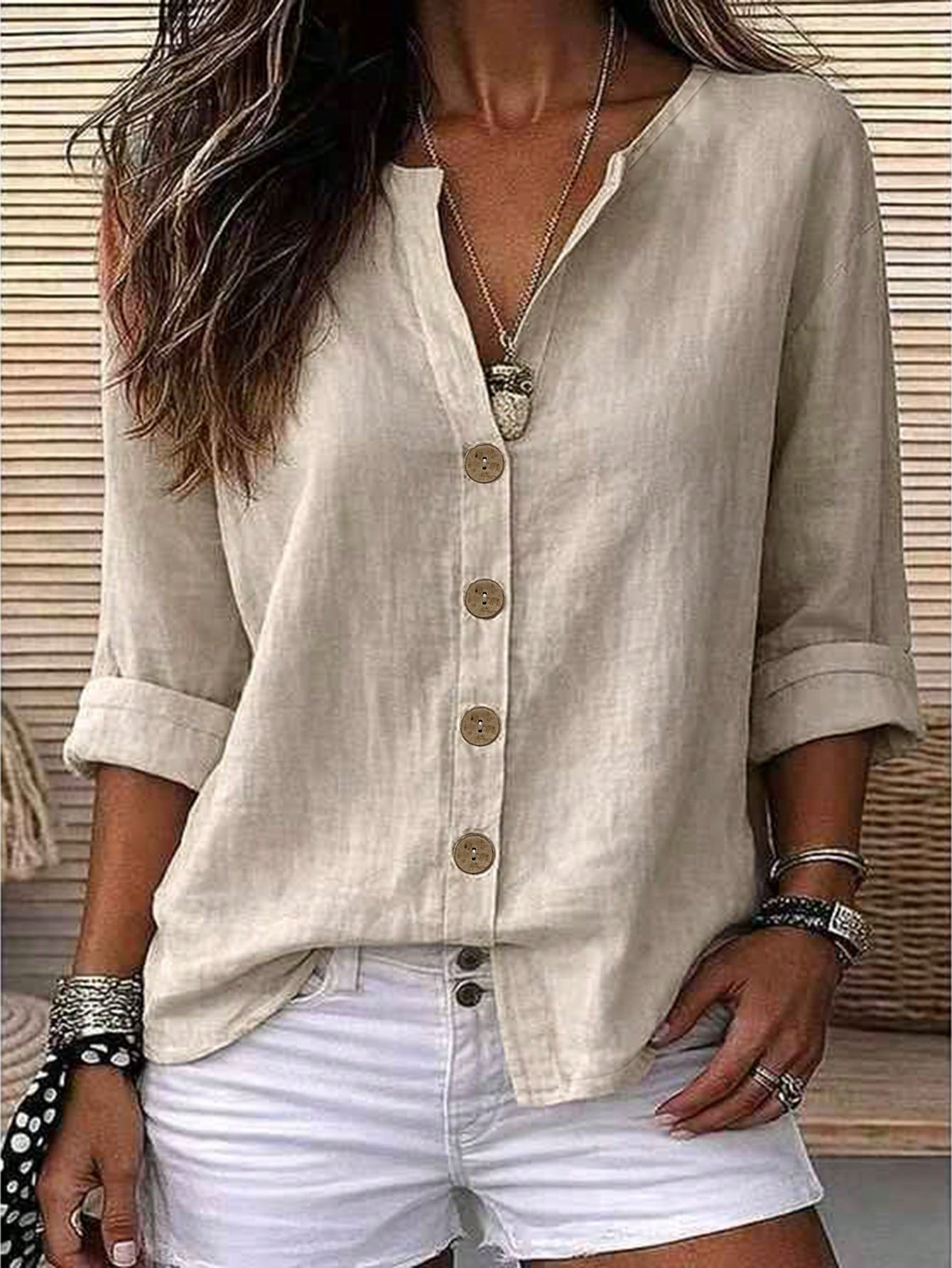 Women's Smooth Woven Minimal Casual Summer Blouse