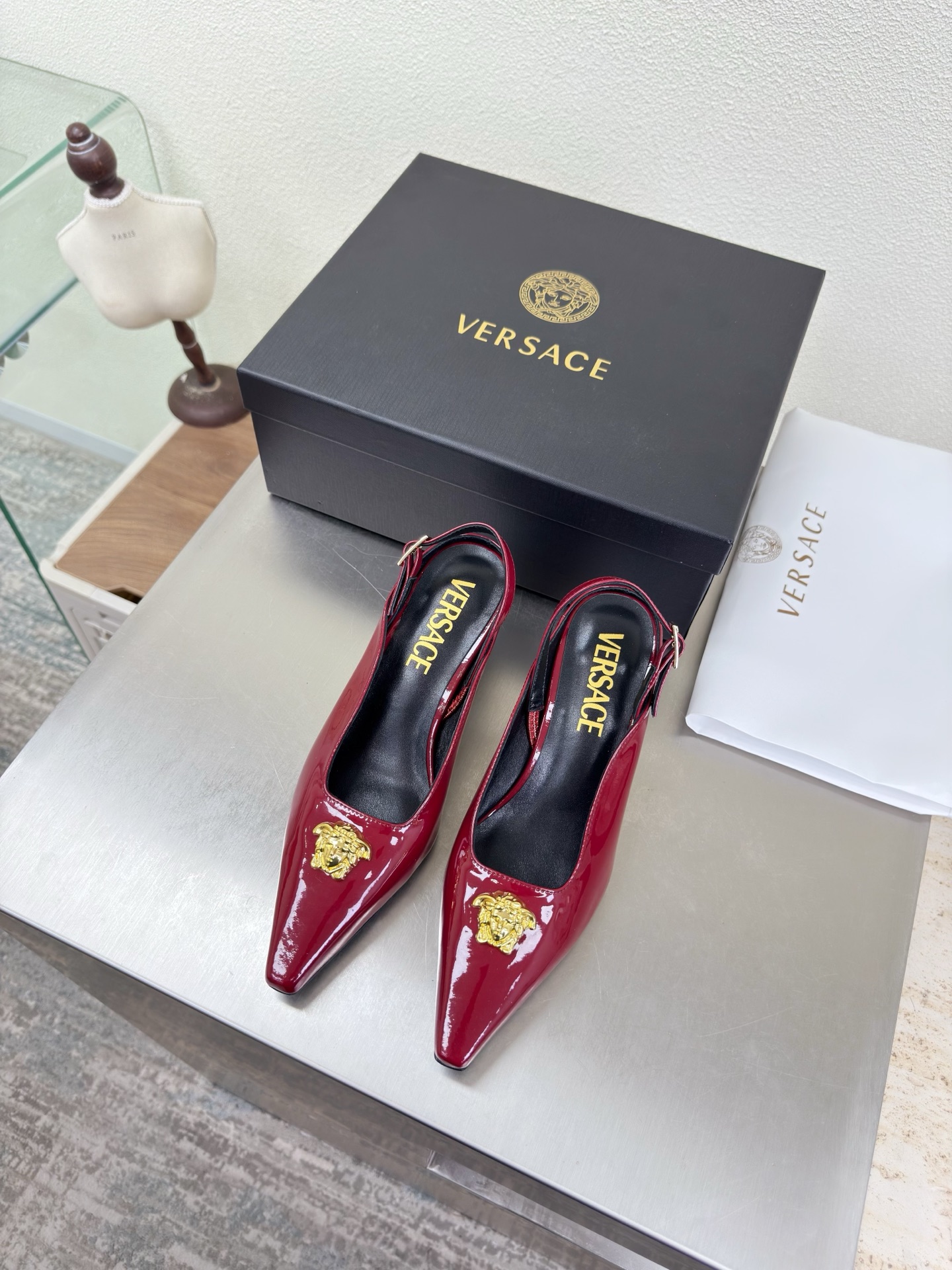 Versace Shiny Leather Slingback Pump- 4 colors