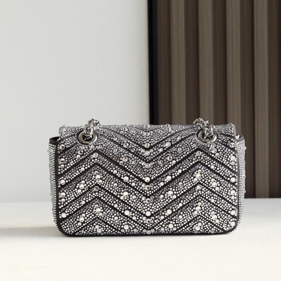 Gucci Marmont Crystal-Embellished Small Shoulder Bag