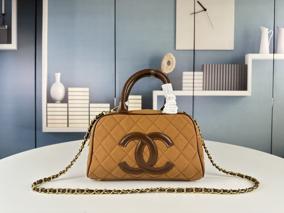 CHANEL Brown bowling bag