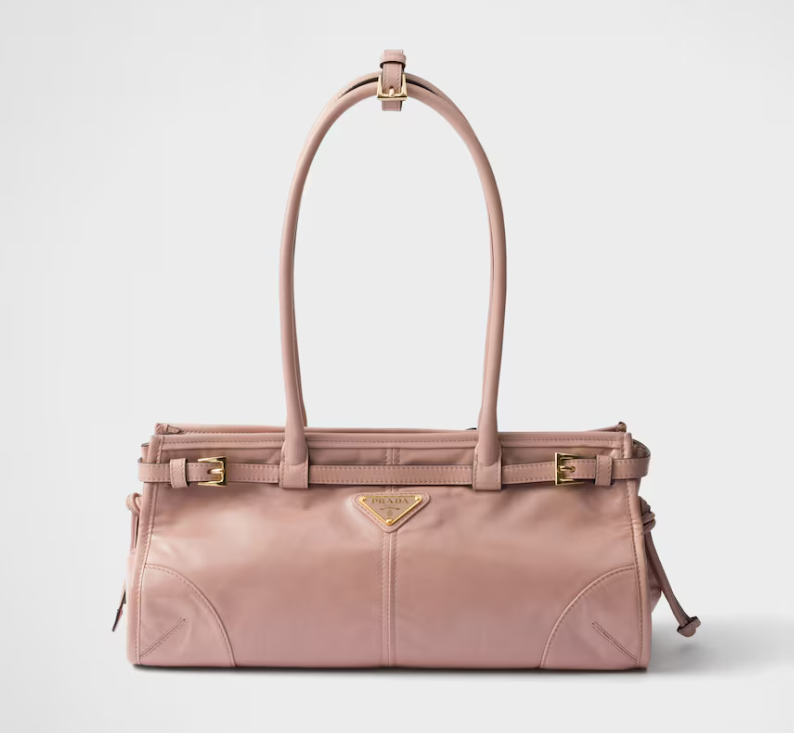 Prada Bonnie Medium Shiny Calfskin Tote-Pink