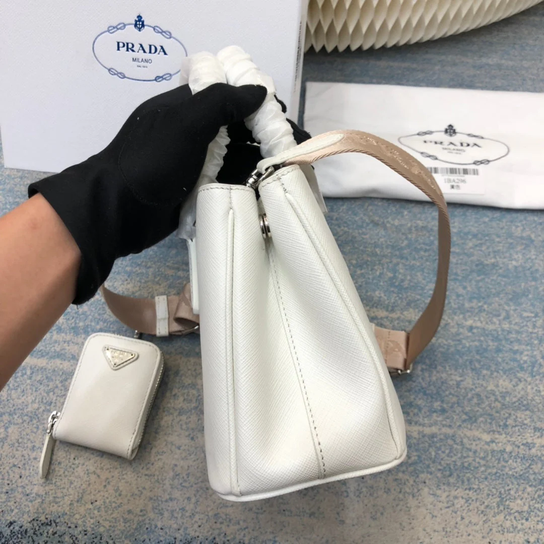 Prada MINI 23 BAG IN WHITE SAFFIANO LEATHER