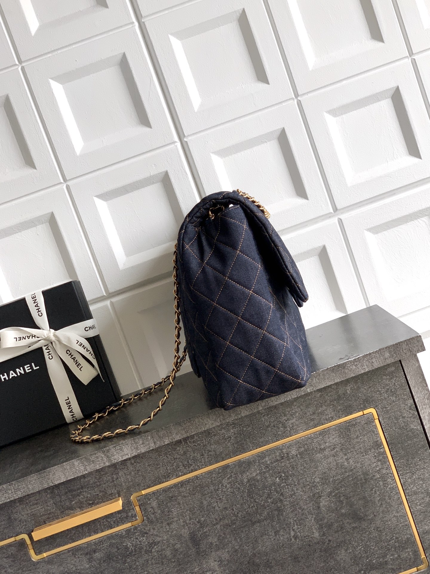 Chanel Oversized Flap Bag in Blue Denim