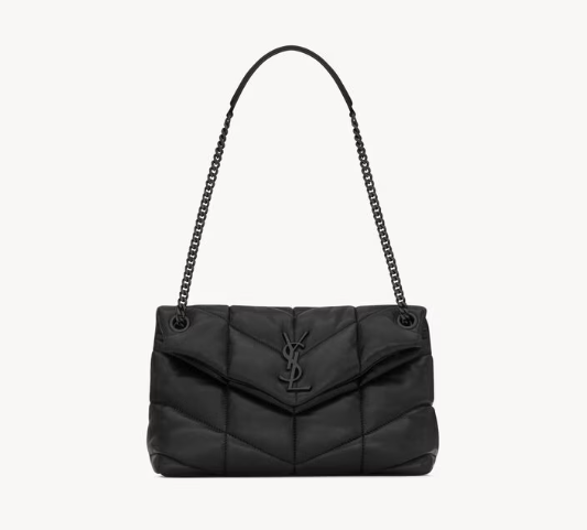 Saint Laurent Black Lambskin Small Puffer Bag