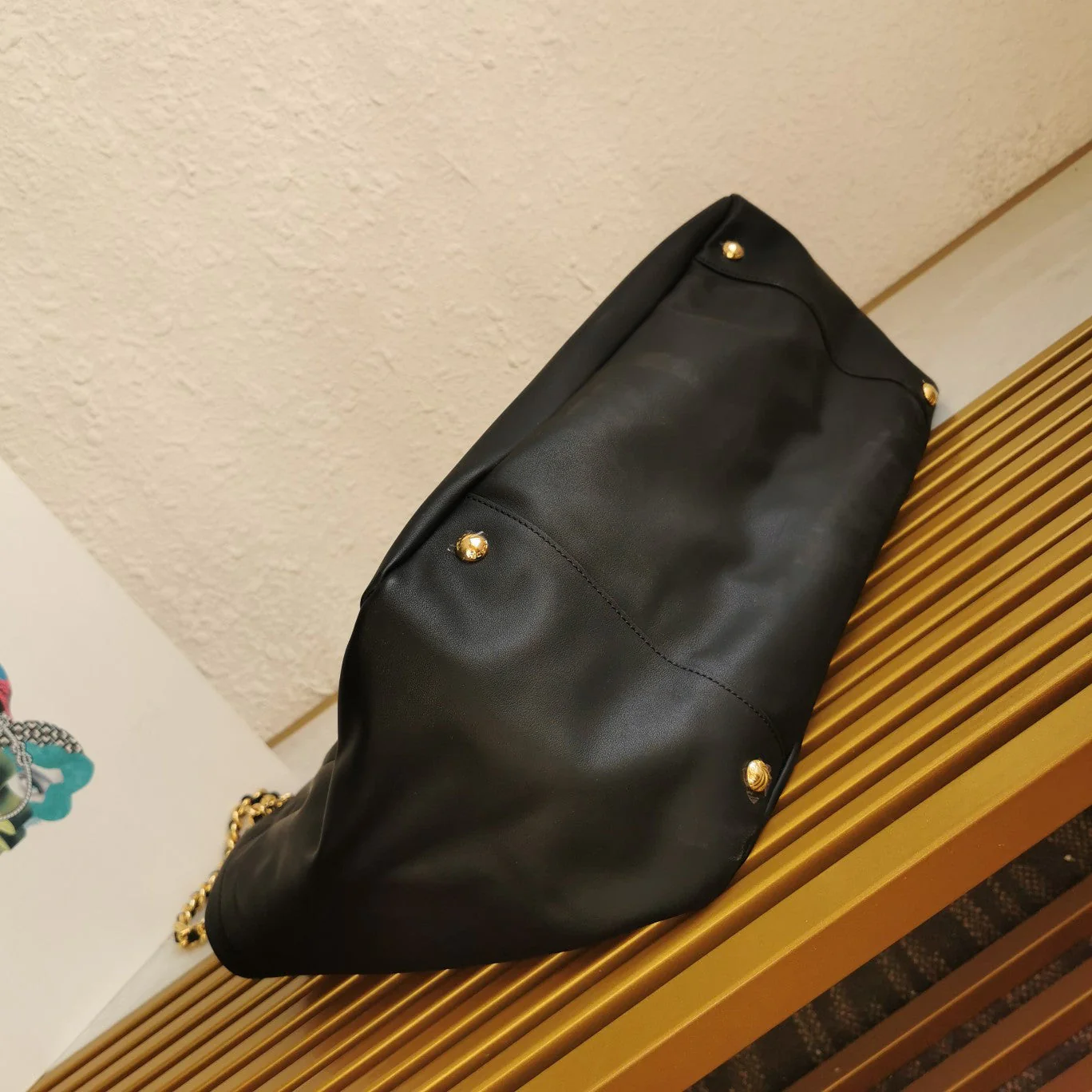 Prada CHAIN TOTE 39 SOFT BLACK CALFSKIN