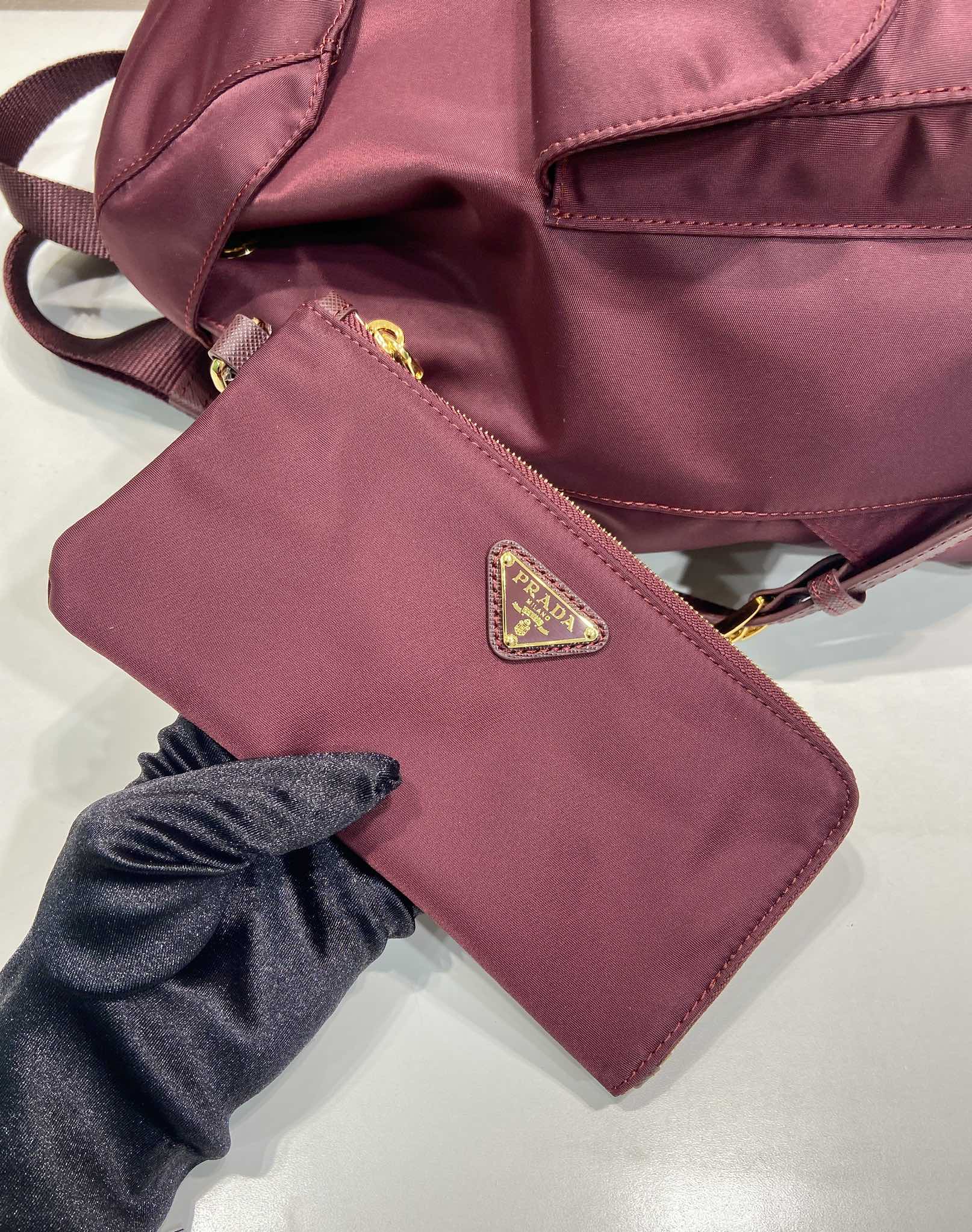 Prada  Backpack 32 burgundy nylon fabric 280832