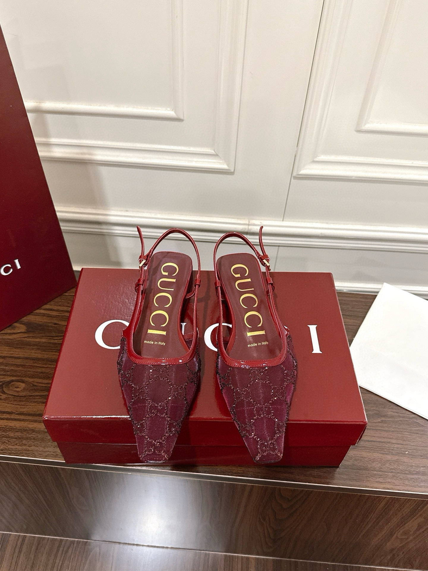 Women's Gucci  GG crystal slingback pump