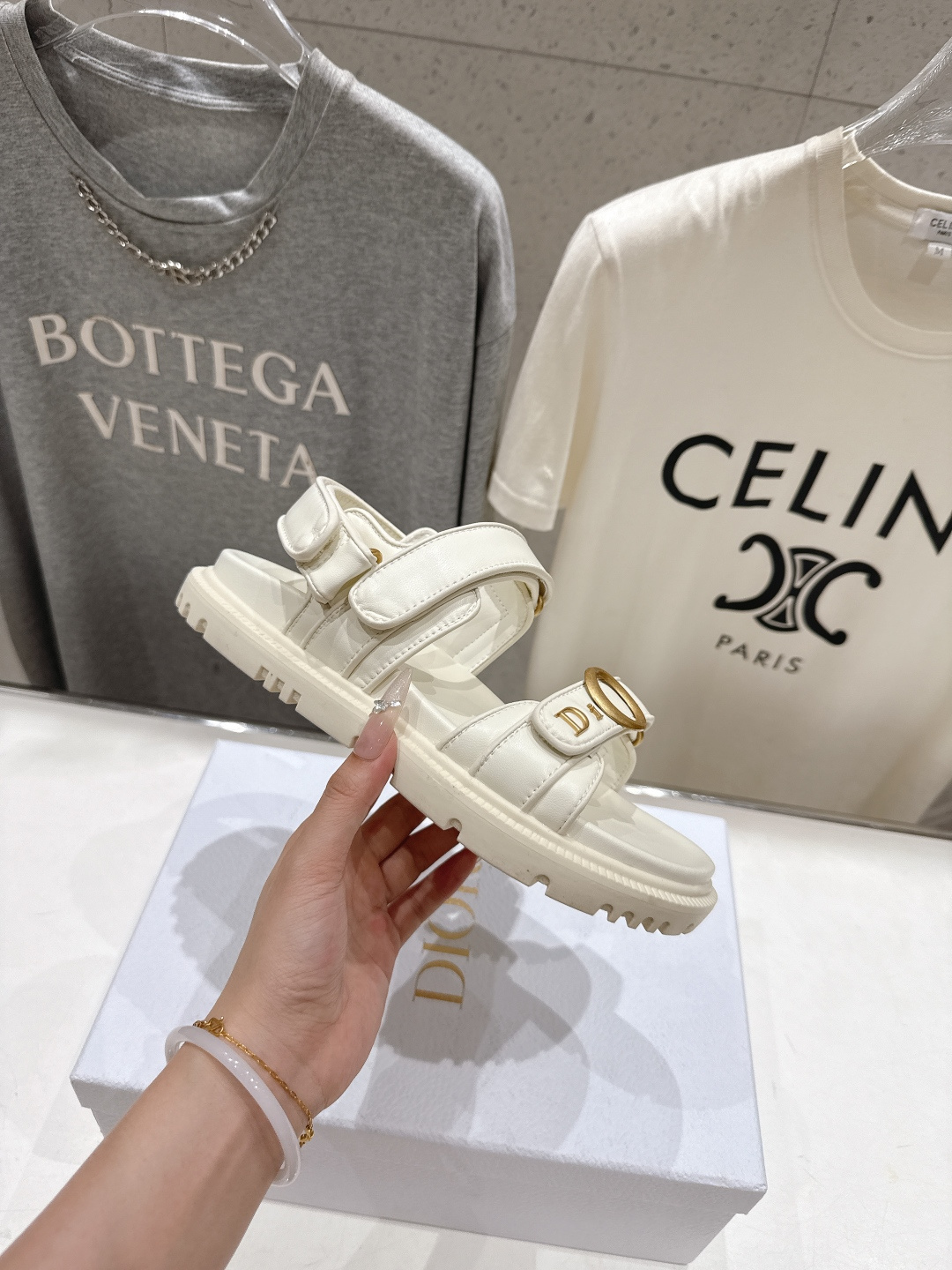 Dior F019 Leather Sandal in White