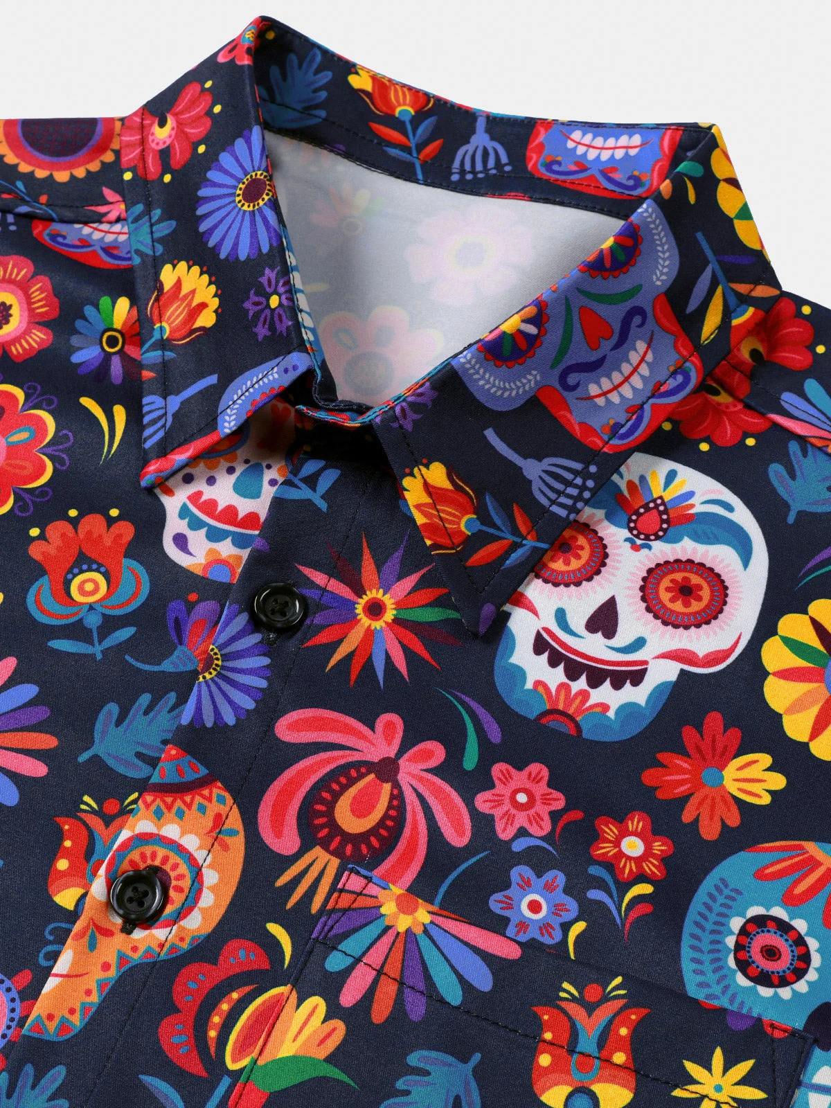 Men's Retro Blue Skull Punk Rock Hawaiian Shirt