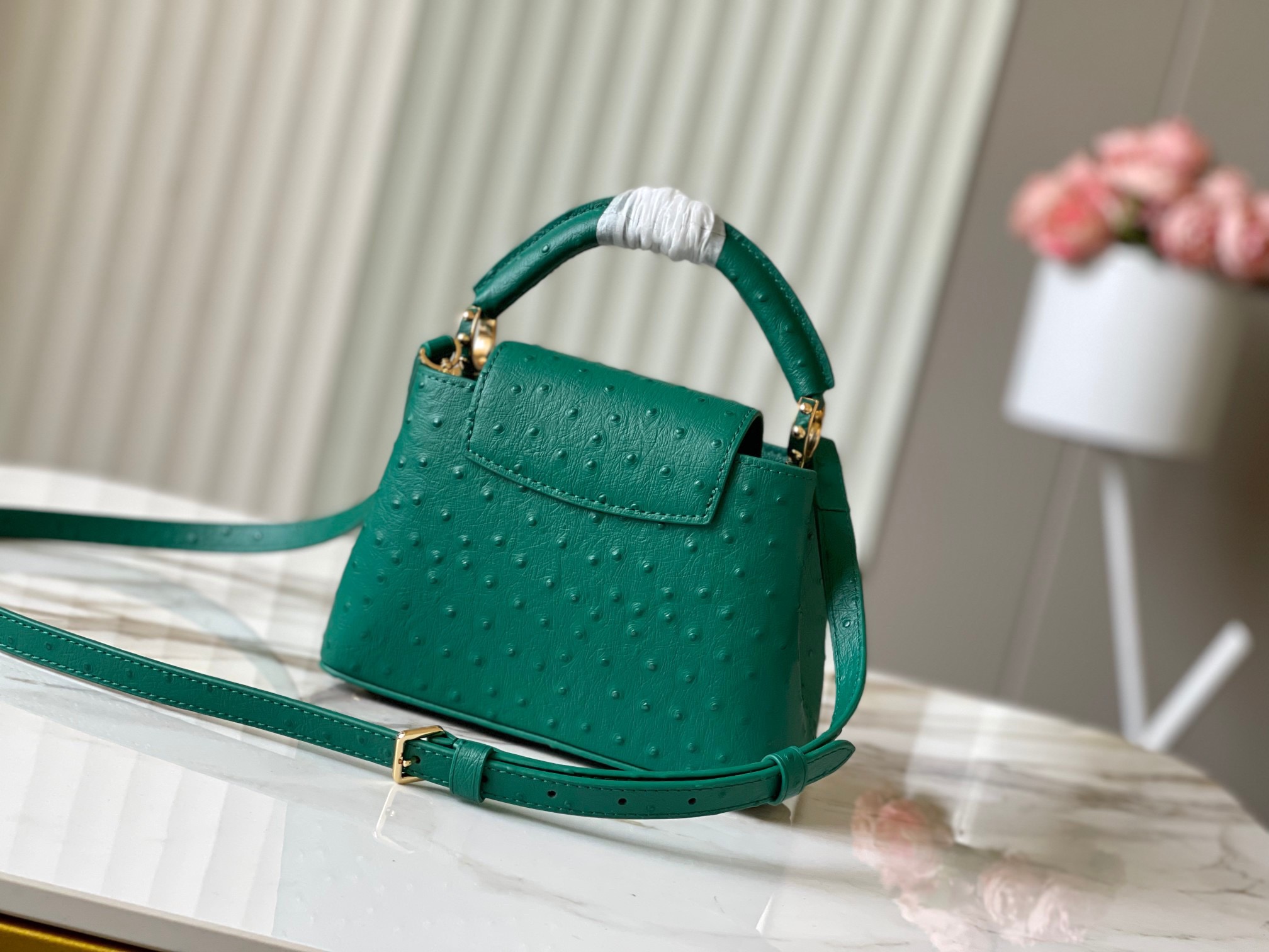 Louis Vuitton Bags lv grass green ostrich pattern handbag