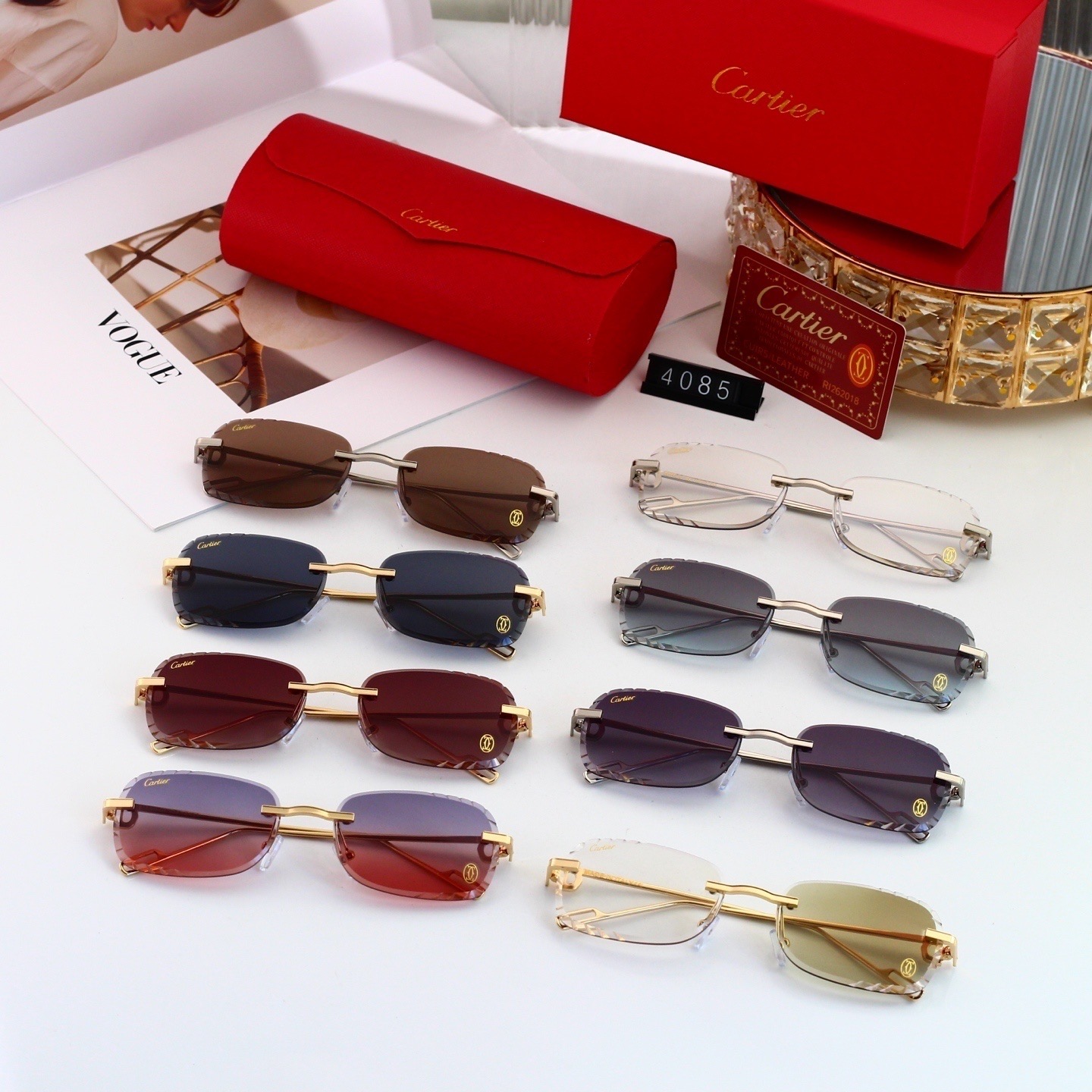 Cartier Metal Rimless Geometric Sunglasses Top quality - KAIROO