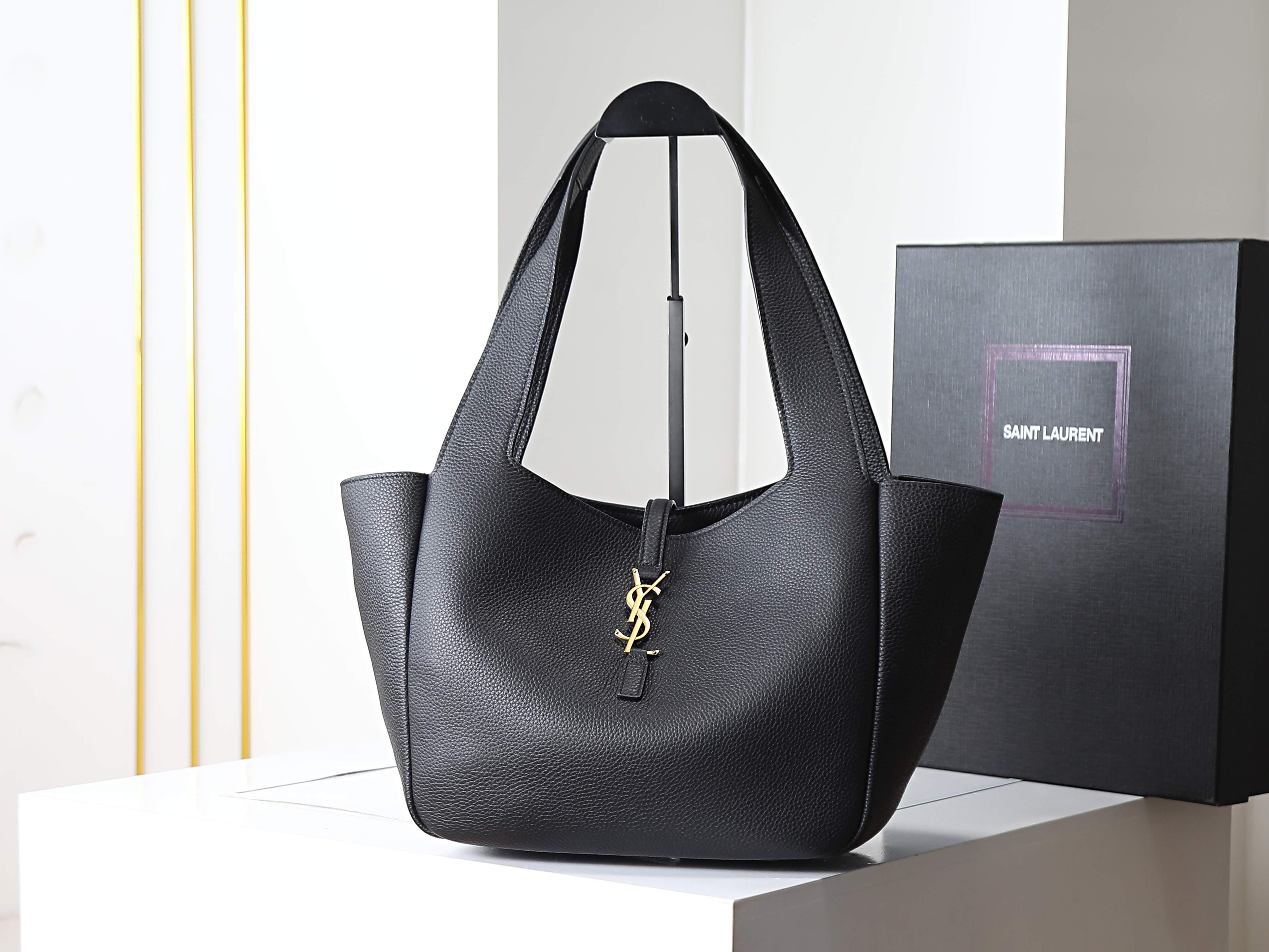 YSL Saint Laurent LE 5 À 7 Small BEA in grained leather-Black 779029