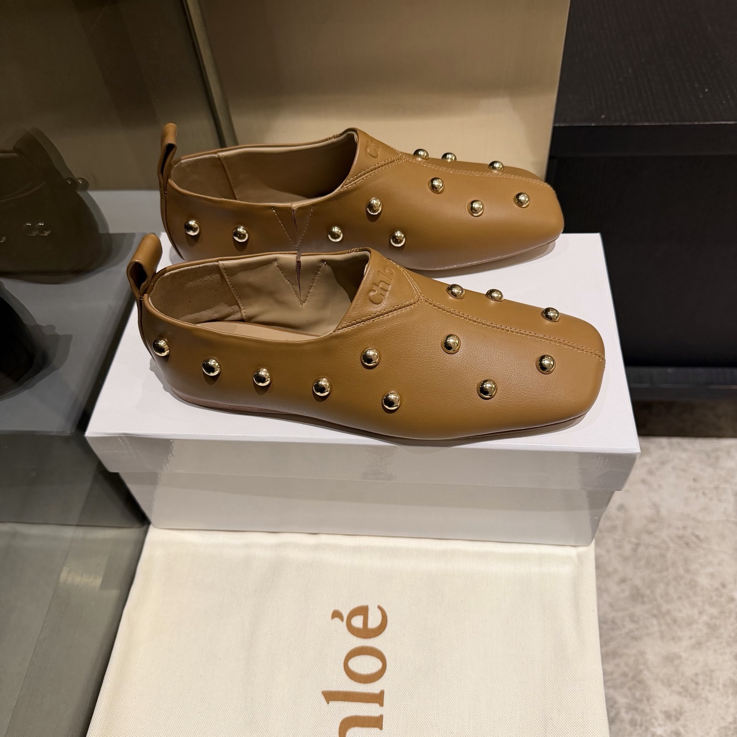 Chloe Studded Leather Ballet flat