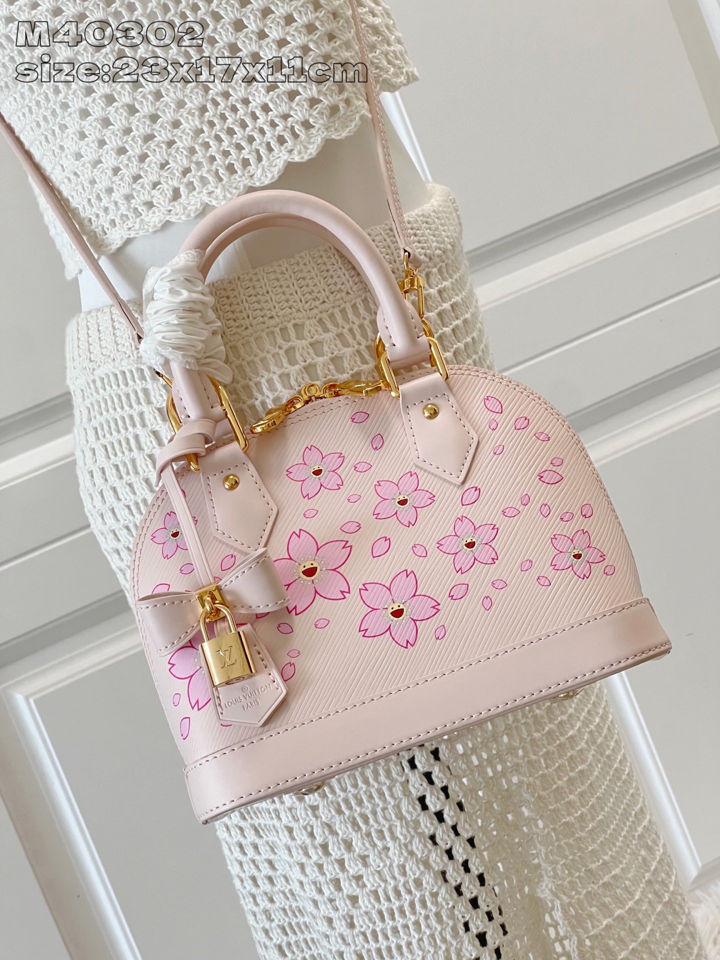 Louis Vuitton LV x TM Alma Nano & BB Pink Cherry Blossom Monogram Canvas Dome Top Handle Crossbody Bag - KAIROO