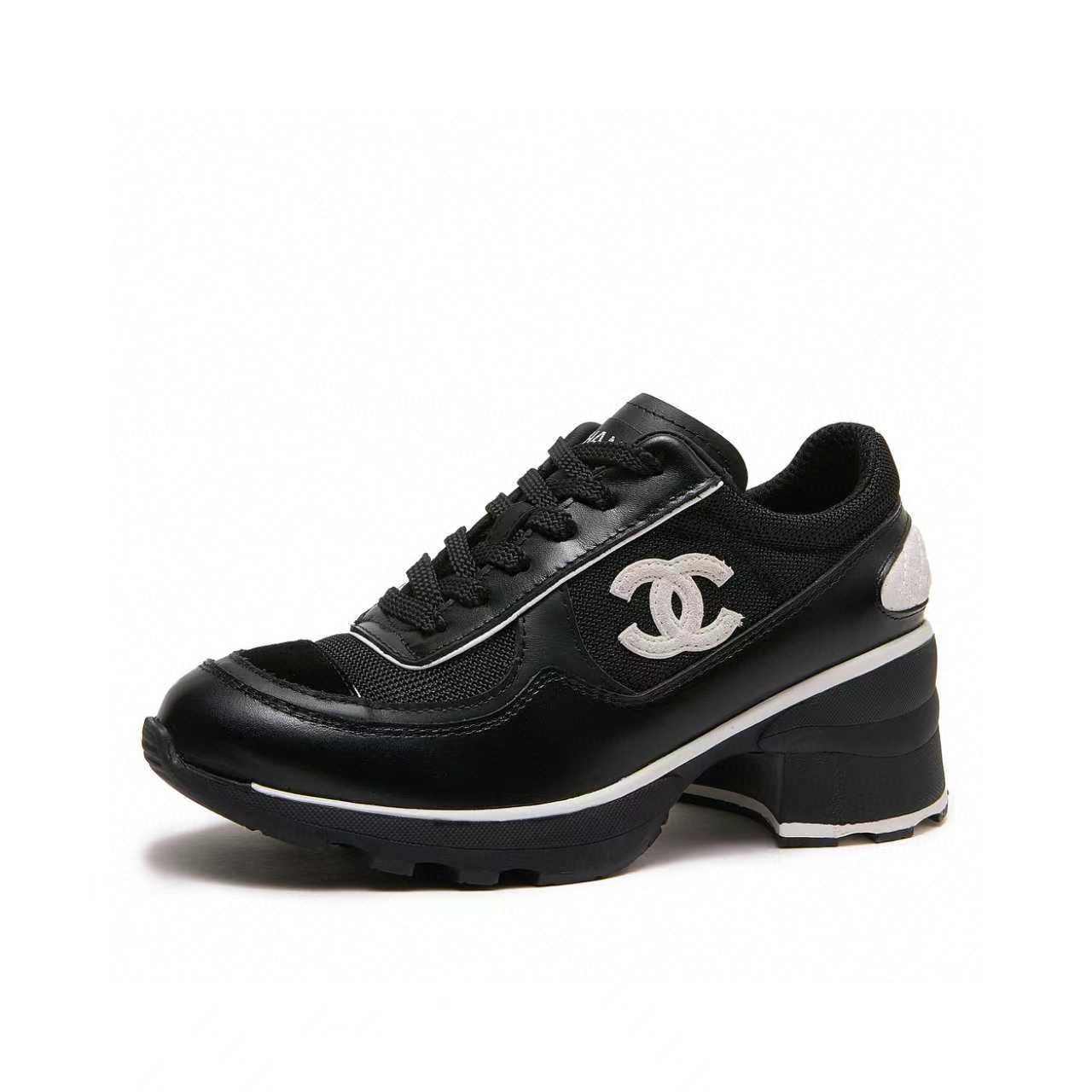 Chanel Heeled Leather Sneaker