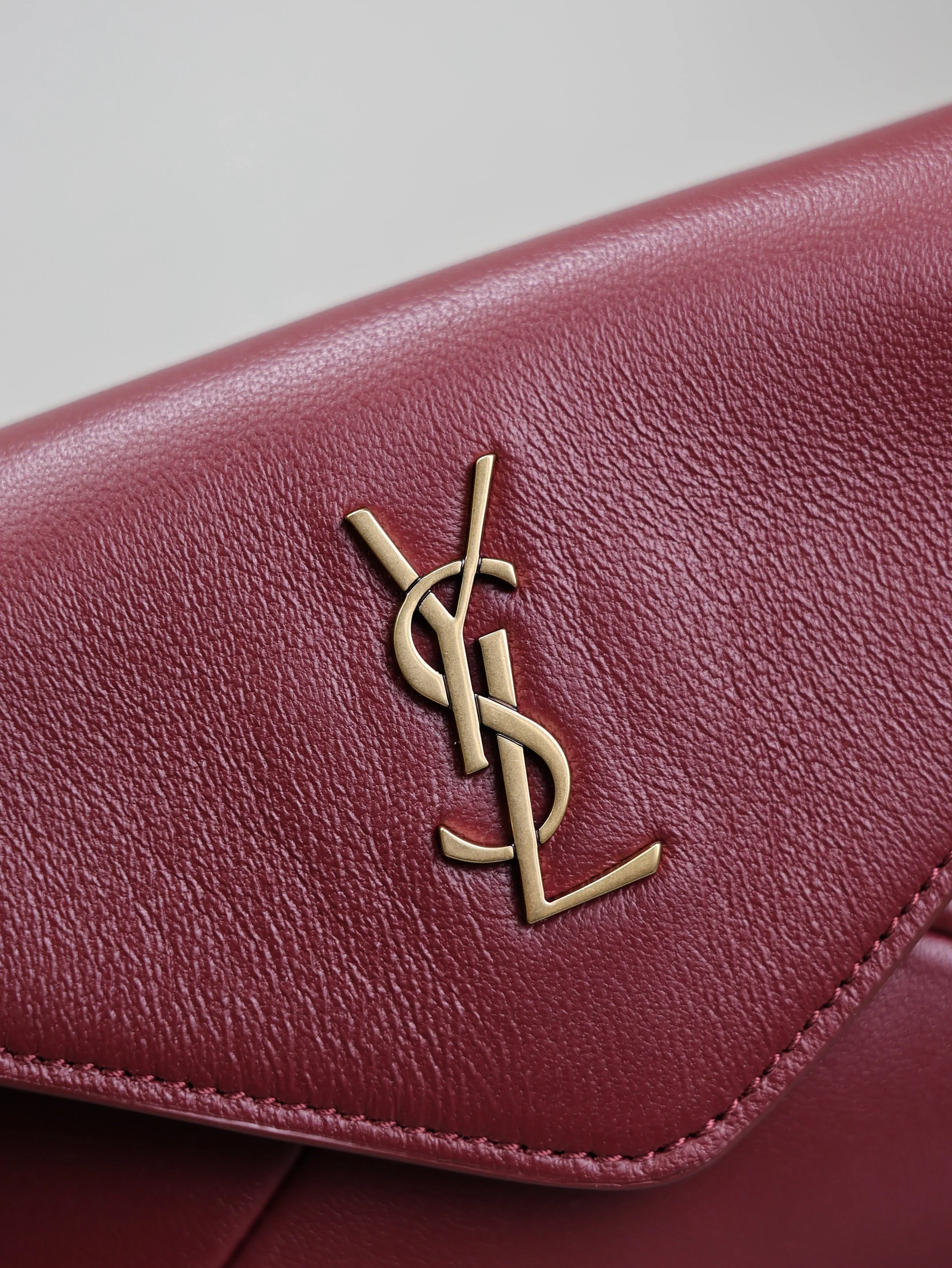 Saint Laurent YSL Calypso Bag 19cm Burgundy Sheepskin Leather
