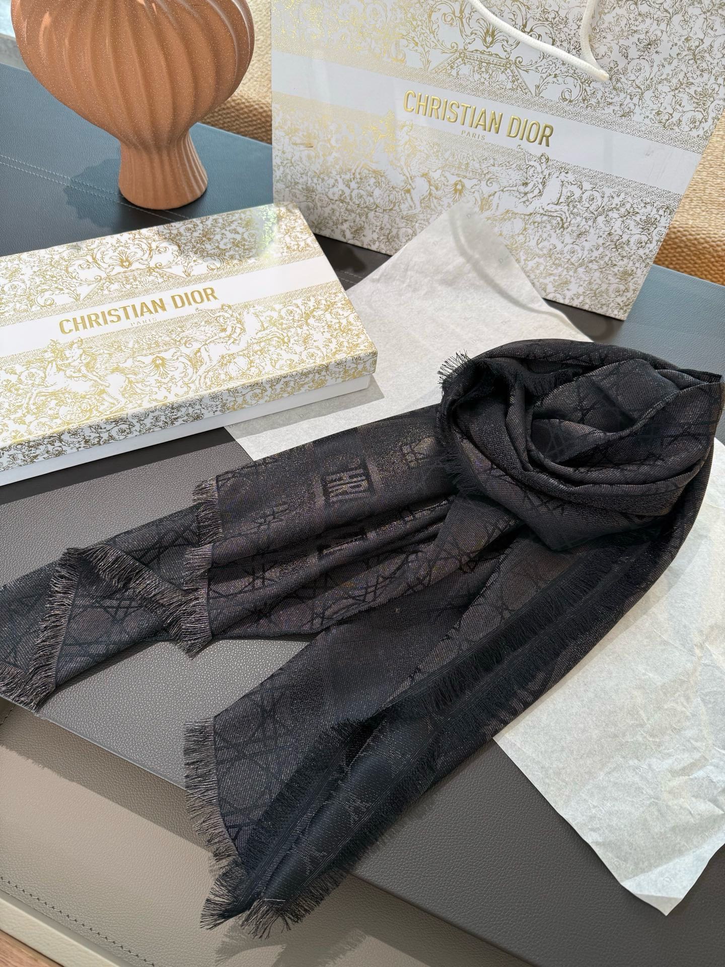Dior Cannage Cashmere and Silk Shawl 140