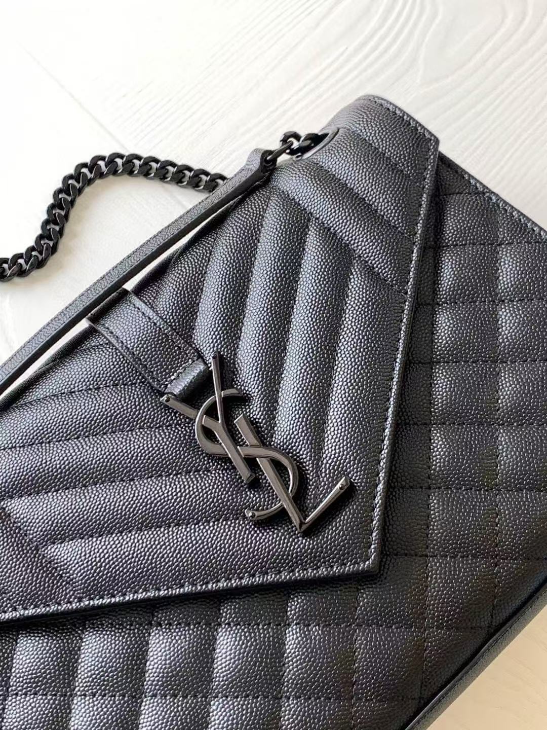 Saint Laurent YSL Envelope Medium 24- Embossed Leather
