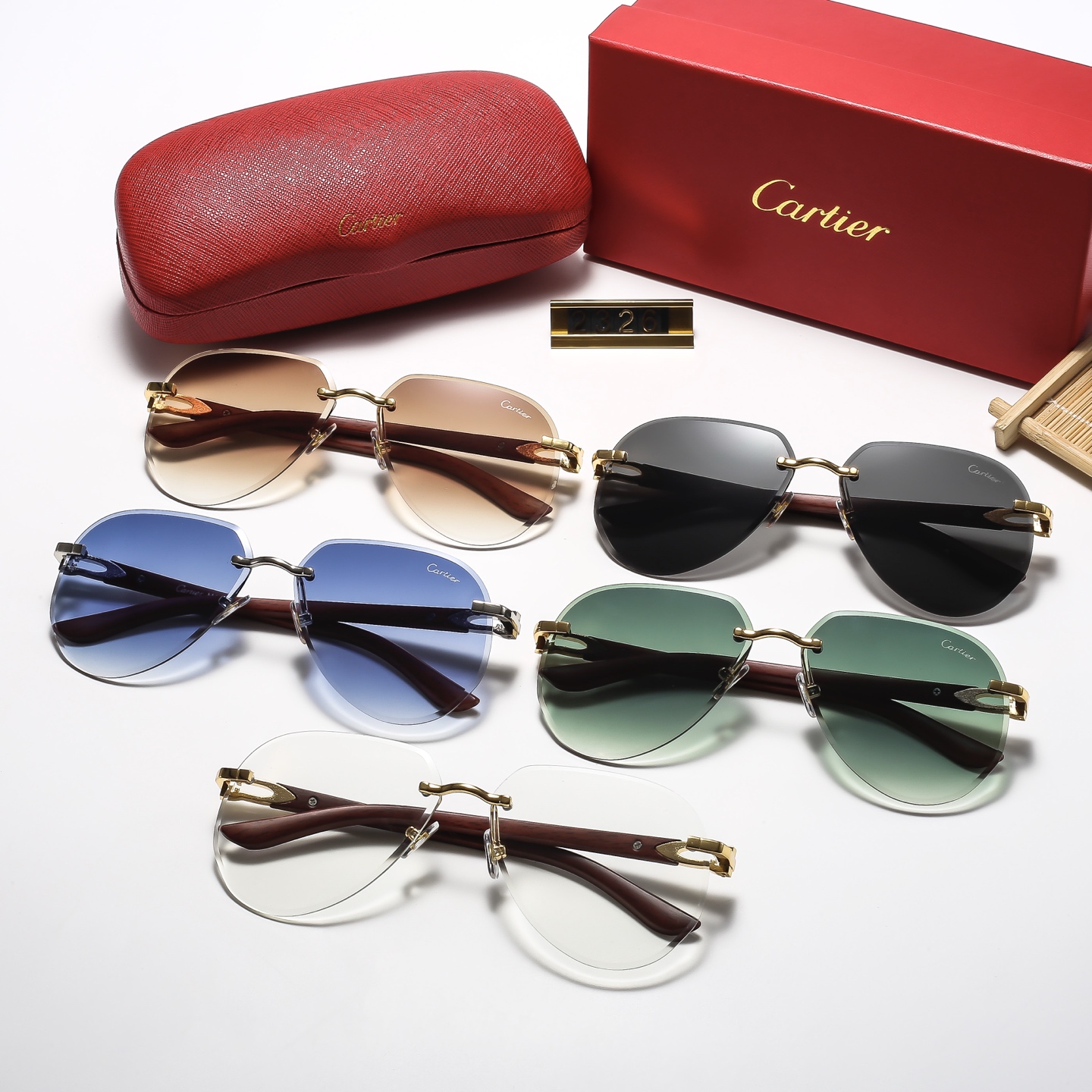 Cartier C Décor Wood Rimless Aviator Sunglasses Top quality - KAIROO