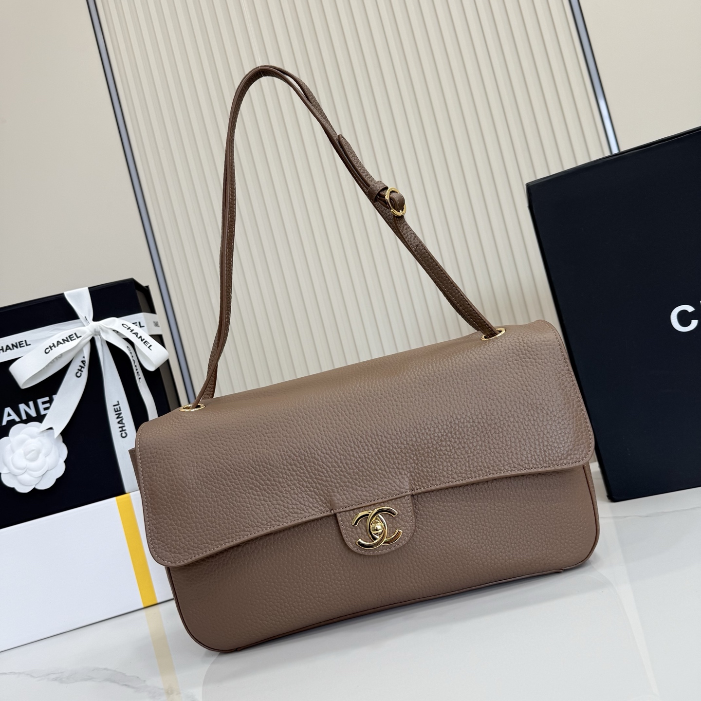 CHANEL Spring Summer 2026  Maxi Flap bag 32cm in Light Brown AS6231