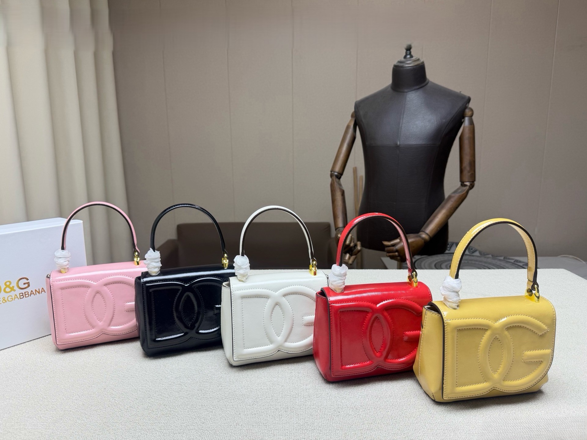 Dolce & Gabbana DG Embossed Logo Mini Patent Leather Top Handle Crossbody Bag - KAIROO