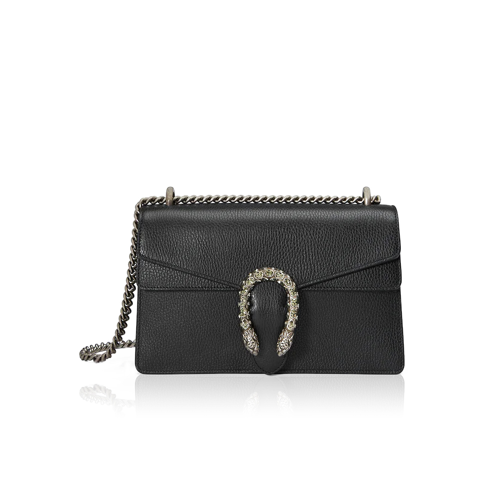 Gucci DIONYSUS GG Black Leather Small Shoulder Bag