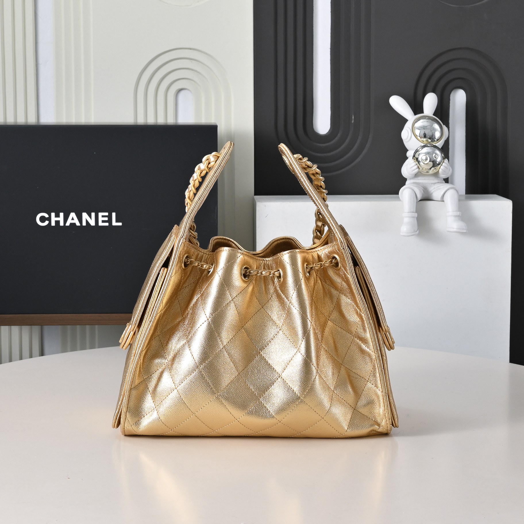 Chanel 25 Small Hobo Bag in Gold Grained Calfskin  AS5293