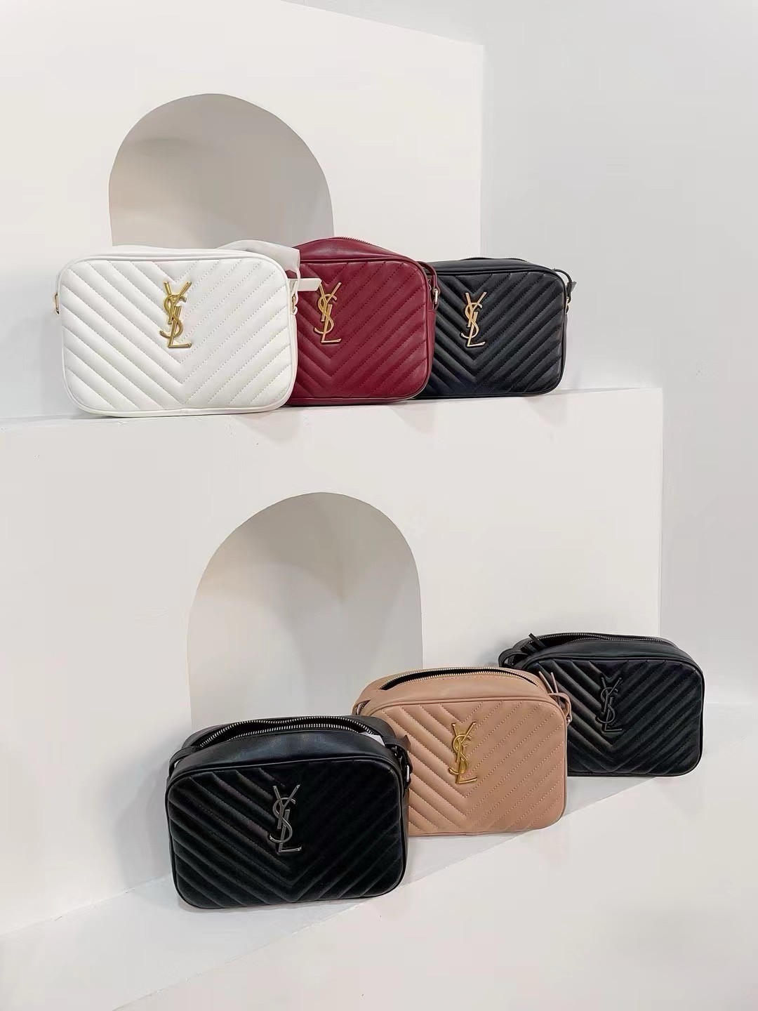 Saint Laurent Lou Matelassé Chevron Quilted Smooth Leather YSL Logo Tassel Camera Crossbody Bag - KAIROO