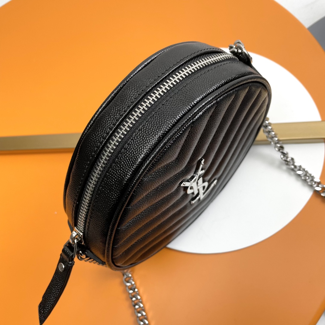 Saint Laurent new Vinyle caviar small round bag
