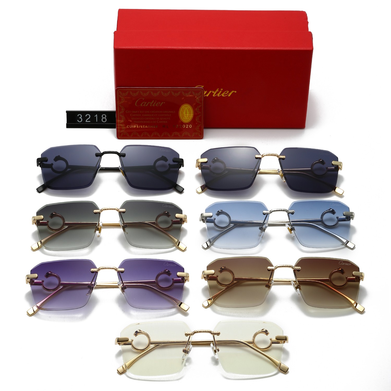 Cartier  Metal Rimless Geometric Sunglasses Top quality - KAIROO