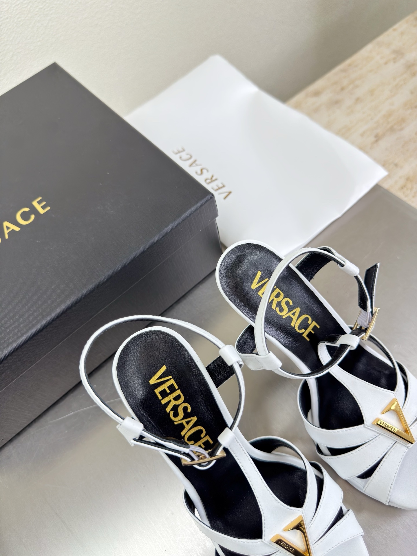 Versace Leather Heeled Sandals