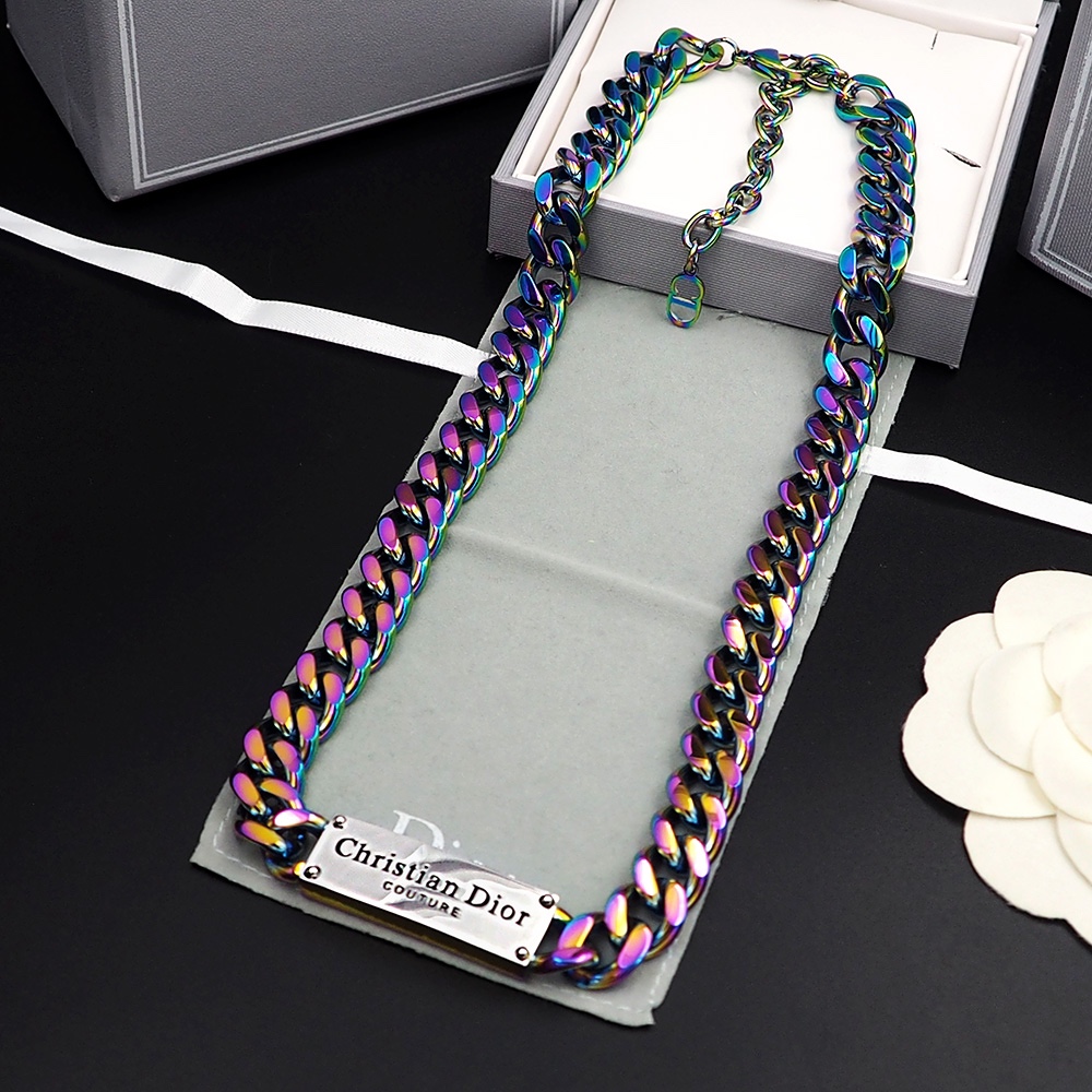 Dior Unisex Multicolored CD Initial Necklace