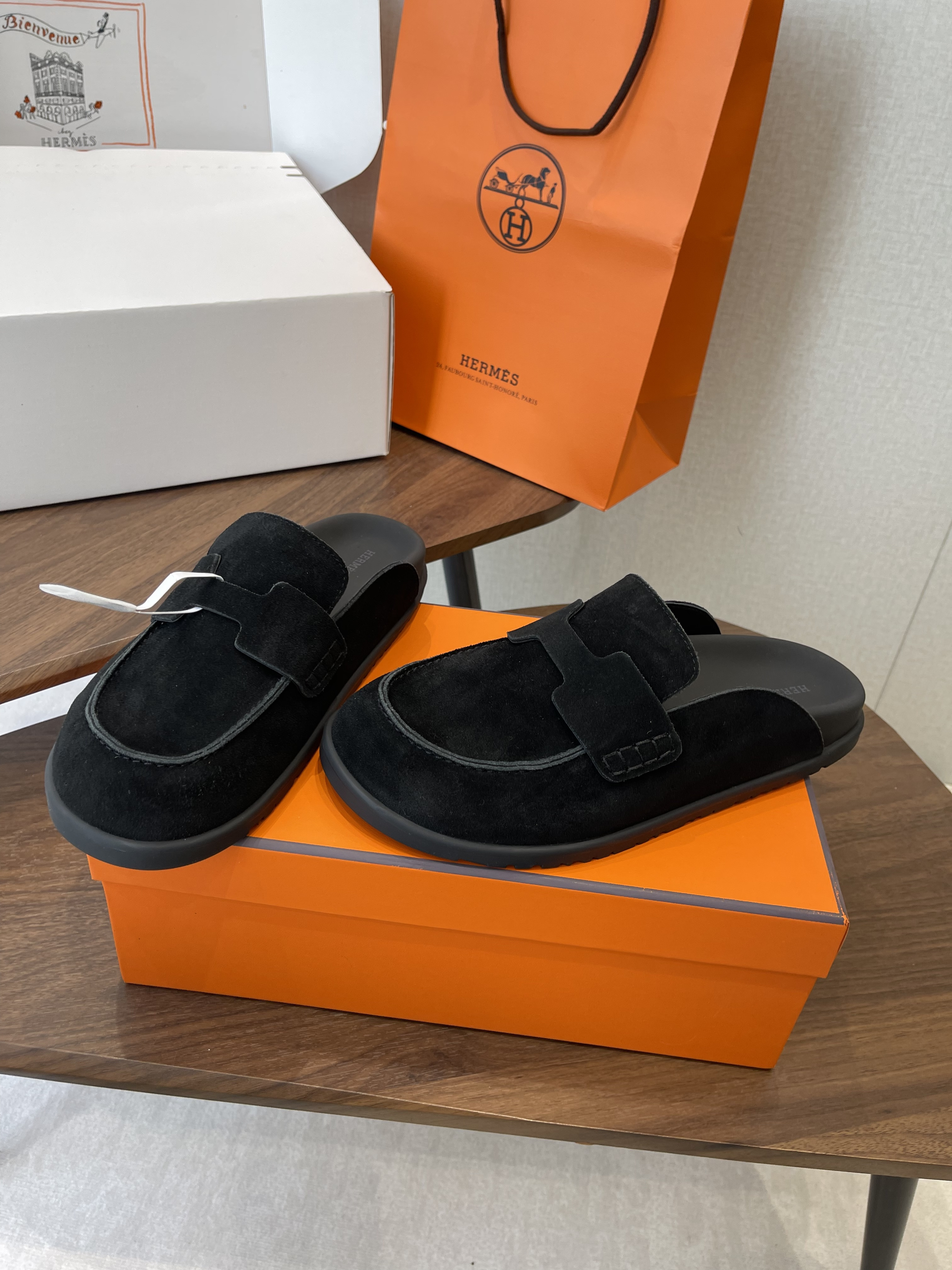 Hermes Unisex Go Suede Mule