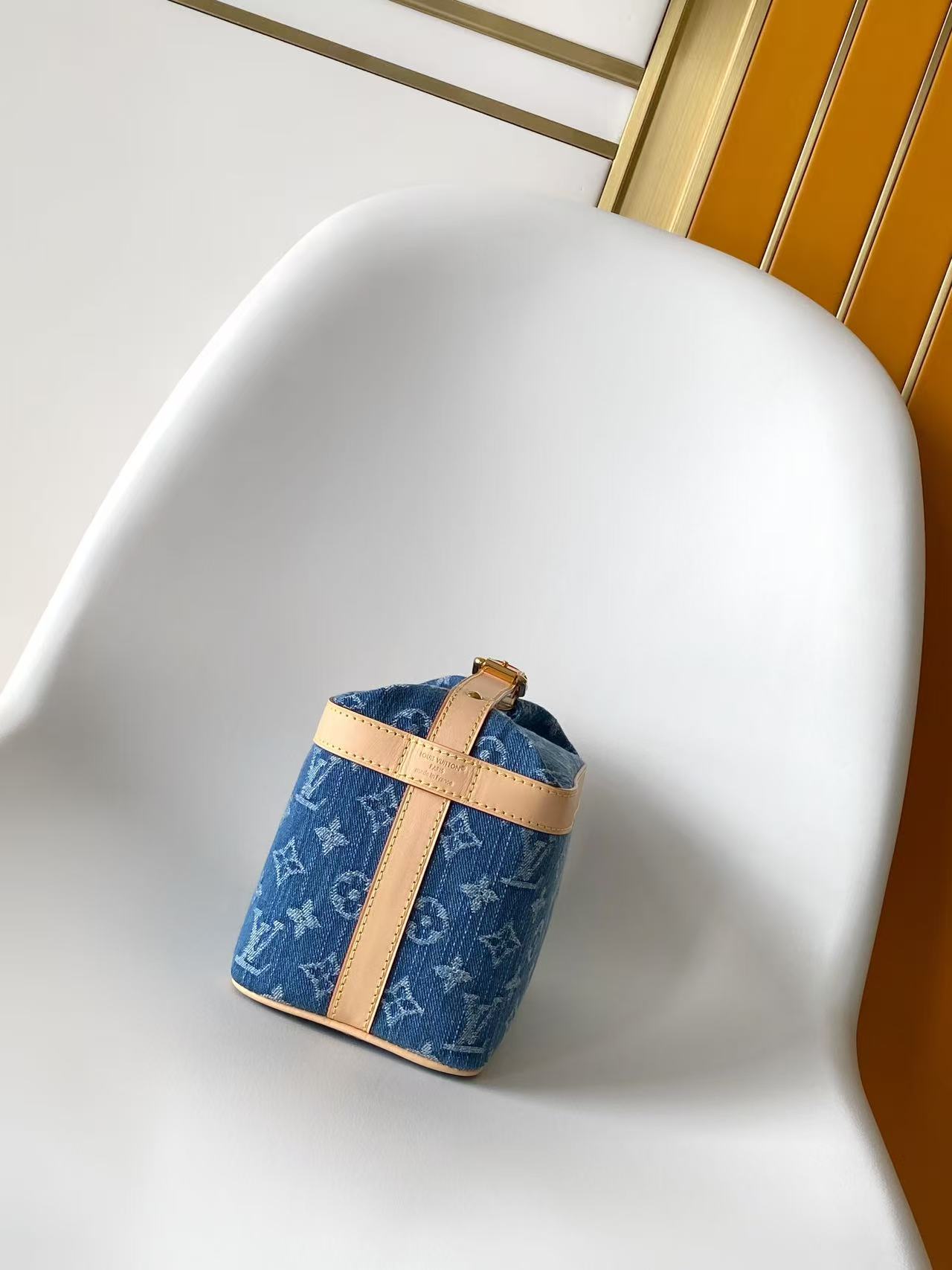 M27945 LV Cruiser Toiletry Bag in Blue Monogram Denim